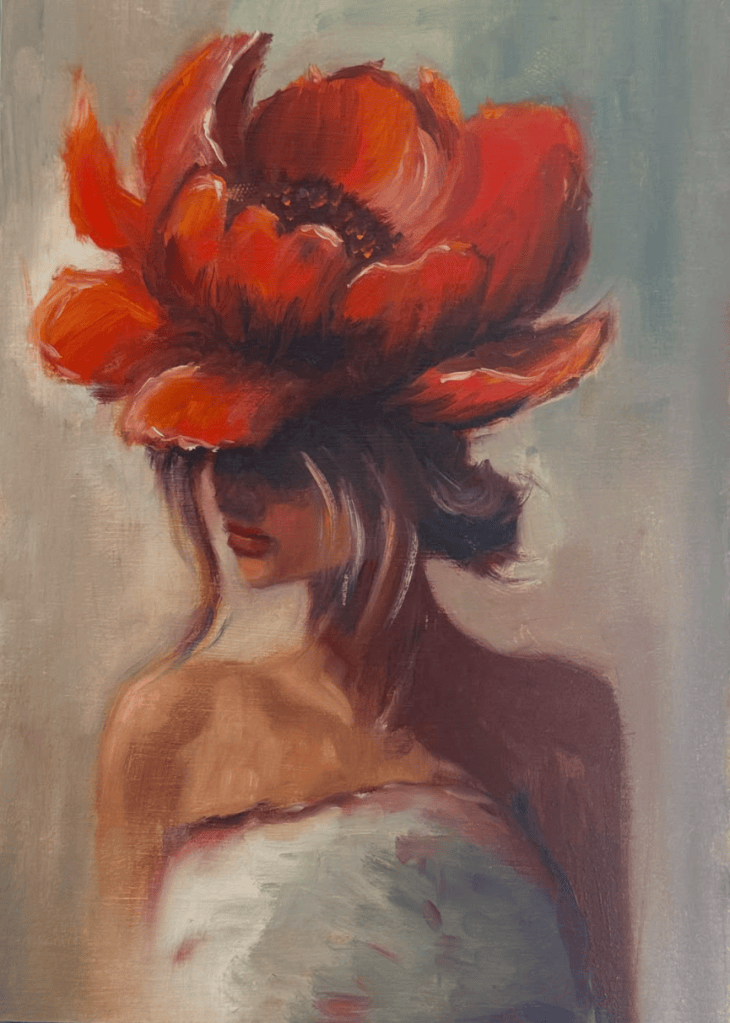 Testkunstwerk — Portret met rode&nbsp;bloem